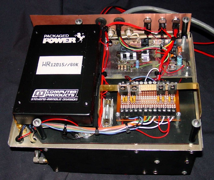 Bottom view showing power brick and "glue" board.