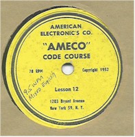 AMECO 1952 5 disk 78 RPM Junior Code Course Set, packaged in plain cardboard box